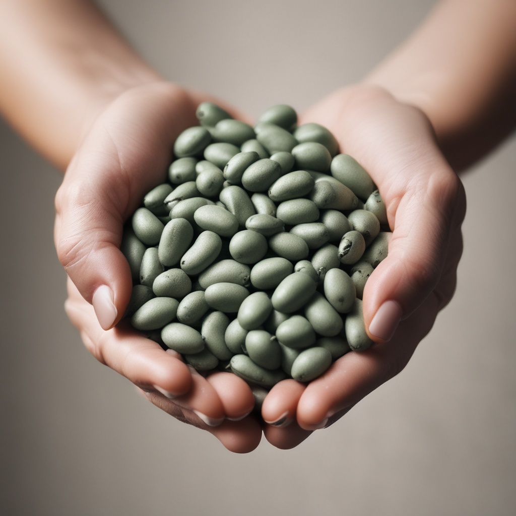 Hands holding sugar beans